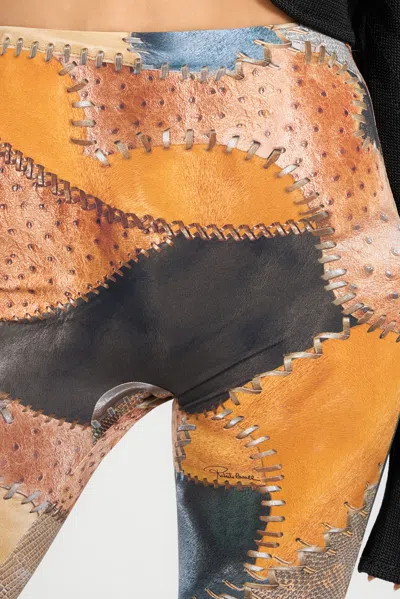 Roberto Cavalli Patchwork-print Flared Trousers In Multi