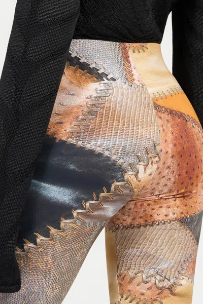 Roberto Cavalli Patchwork-print Flared Trousers In Multi