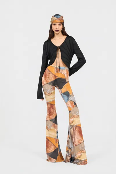 Roberto Cavalli Patchwork-print Flared Trousers In Multi