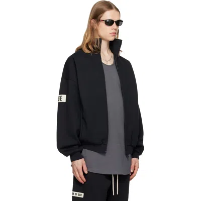 Essentials Black Logo Patch Track Jacket In Black