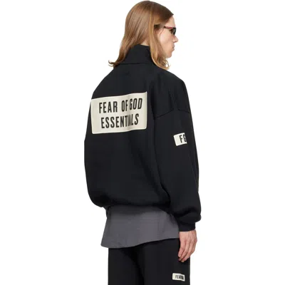 Essentials Black Logo Patch Track Jacket In Black