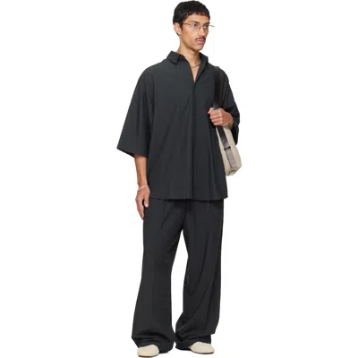 Essentials Black Pleat Front Drawstring Trousers In Black