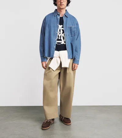 Aboutblank About:blank Script Denim Shirt In Blue