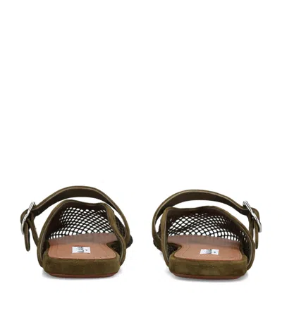 Alaïa Suede Fishnet Mules In Green