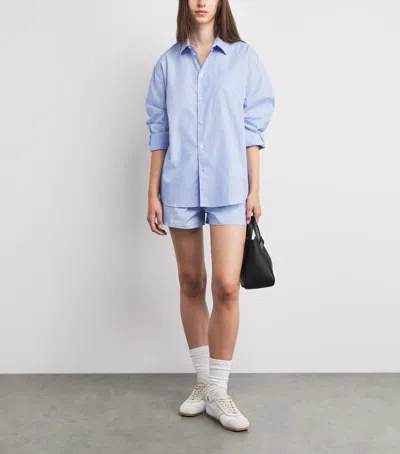 Sporty And Rich Oversized Button Down Top In Blue