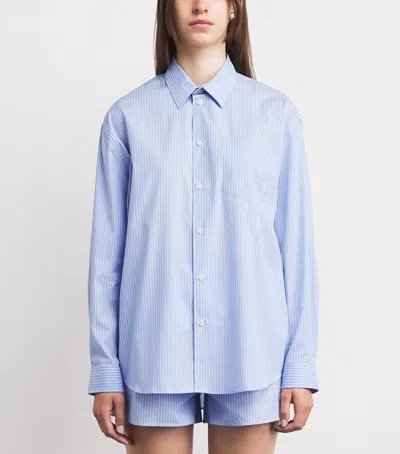 Sporty And Rich Oversized Button Down Top In Blue
