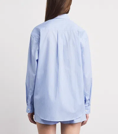 Sporty And Rich Oversized Button Down Top In Blue