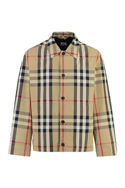 Burberry Check-pattern Shirt Jacket In Neutral
