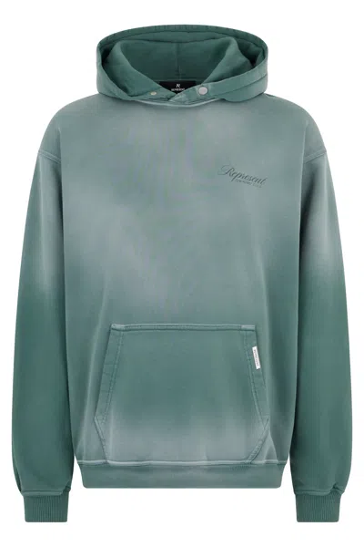 Represent Relaxed Fit Cotton Hoodie With Printed Logo In Green