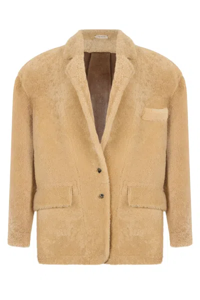 The Mannei Beige Solid Notched Lapel Blazer In Multi