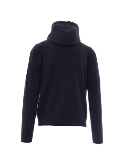 Herno Double-fabric Wool Hooded Jacket In Black