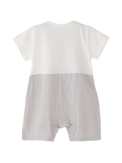 Andblue Bear-patchwork Peter Pan-collar Romper In Gray