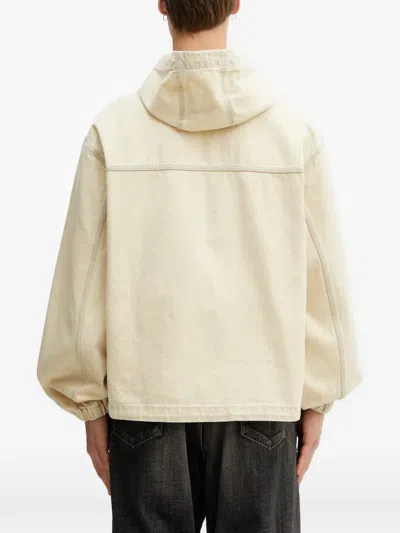 No Problemo Logo-print Denim Hooded Jacket In Neutral