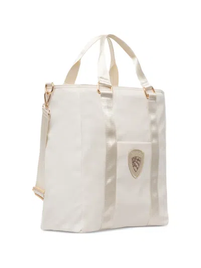 Blauer Logo-patch Tote Bag In White