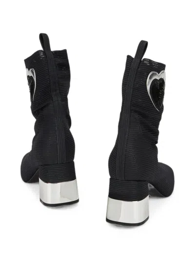 Moschino Heart-patch Boots In Black