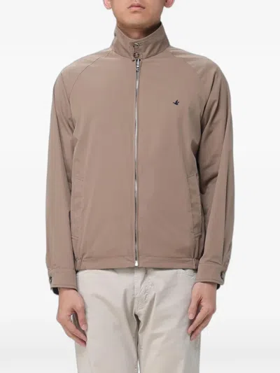 Brooksfield Reversible Check-pattern Bomber Jacket In Brown