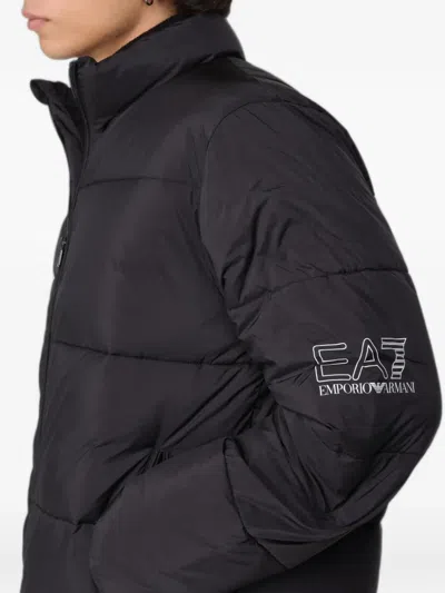 Ea7 Quilted Logo-print Jacket In Blue