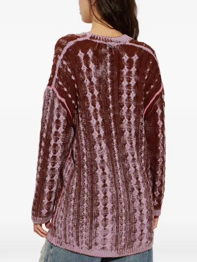 Diesel M-elga Cable-knit Diamond-pattern Sweater In Brown
