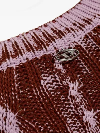 Diesel M-elga Cable-knit Diamond-pattern Sweater In Brown