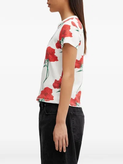Kenzo Floral Printed Crewneck T-shirt In White