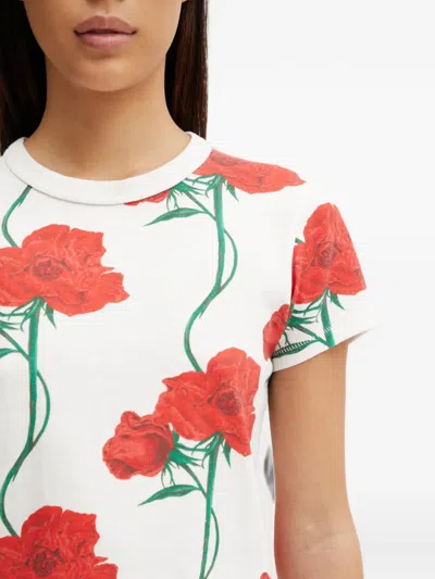 Kenzo Floral Printed Crewneck T-shirt In White