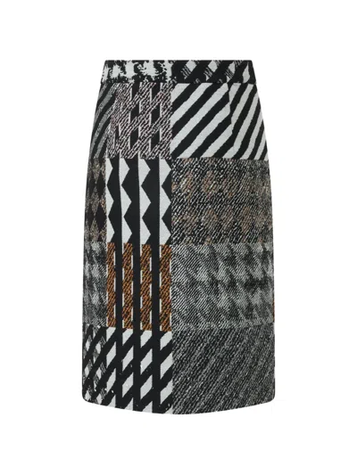 Moschino Patchwork Button-front Midi Skirt In Gray