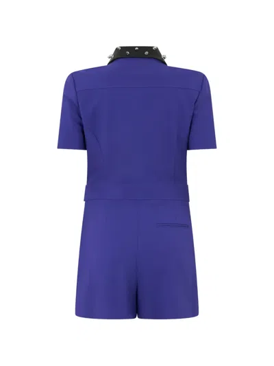 Moschino Stud-embellished Collar Playsuit In Blue