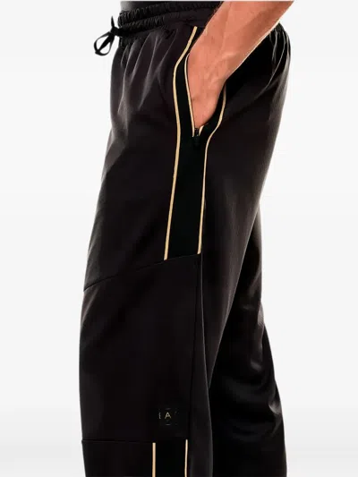 Ea7 Black Vertical Stripes Polyester Tracksuit In Black