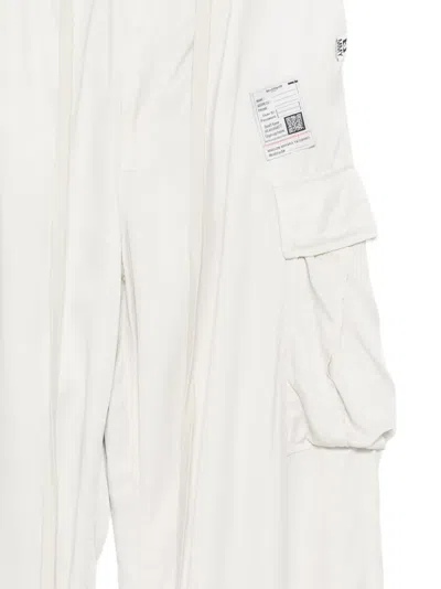 Miharayasuhiro Satin-finish Drawstring Cargo Pants In White