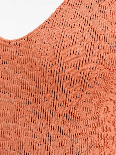 Bondeye Leopard-pattern Crinkle-effect Swimsuit In Orange