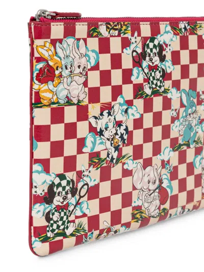 Kenzo Cartoon Check-pattern Animal-print Pouch In Multi
