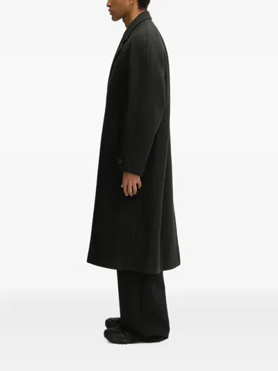 Kenzo Textured Single-breasted Coat In Green