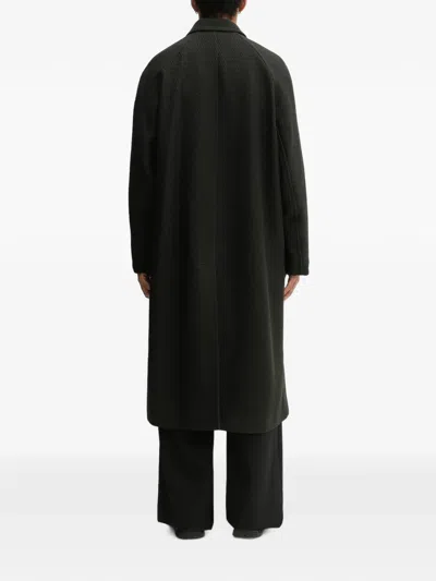 Kenzo Textured Single-breasted Coat In Green