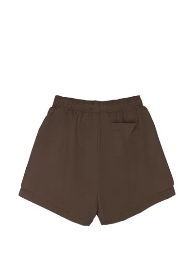 Sp5der Og Web Double-layer Shorts In Brown