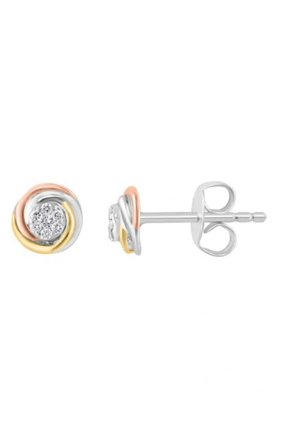 Effy Tri-tone Pavé Diamond Round Stud Earrings In Multi
