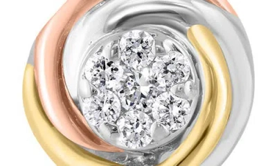 Effy Tri-tone Pavé Diamond Round Stud Earrings In Multi