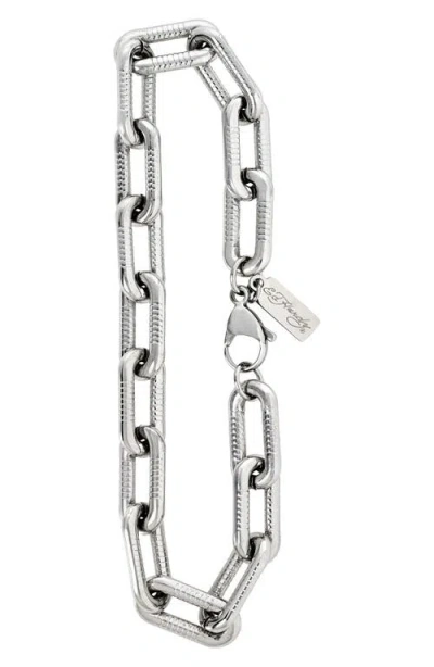 Ed Hardy Rectangle Link Bracelet In Metallic