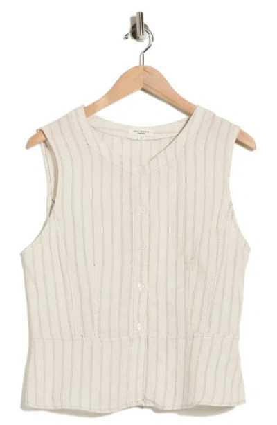 Max Studio Pinstripe Button Front Vest In Brown