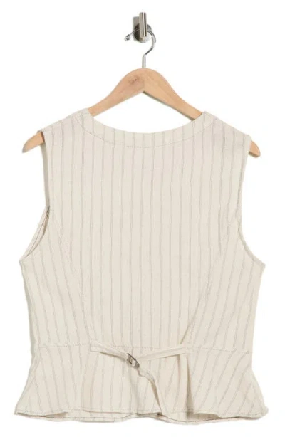 Max Studio Pinstripe Button Front Vest In Brown