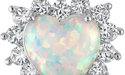 Fzn Mixed Gemstone Heart Stud Earrings In White