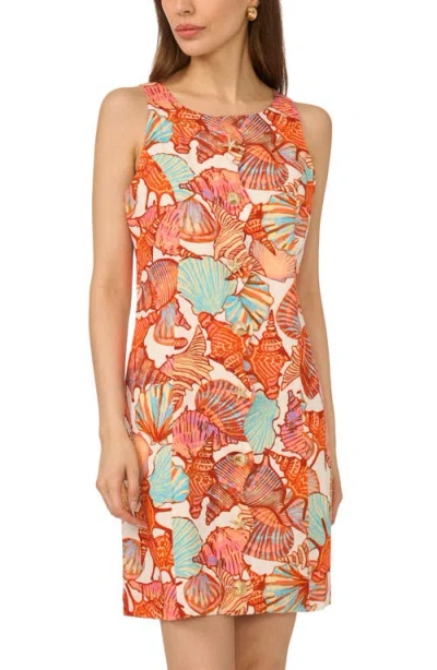 Halogen ® Shell Button Front A-line Dress In Multi