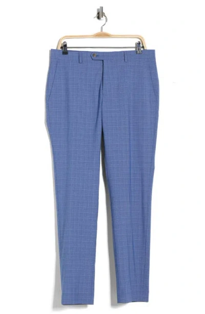 Construct Plaid Suit Pants In Blue