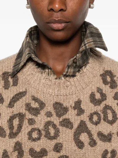 R13 Leopard-pattern Top In Brown