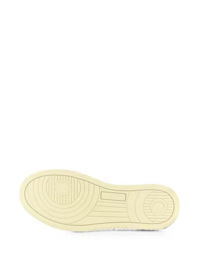 Autry Medalist Low Sneakers In Leather And Suede Color White And Covert Green In White
