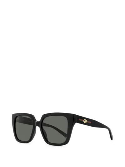 Gucci Interlocking Gg Web-stripe Sunglasses In Black