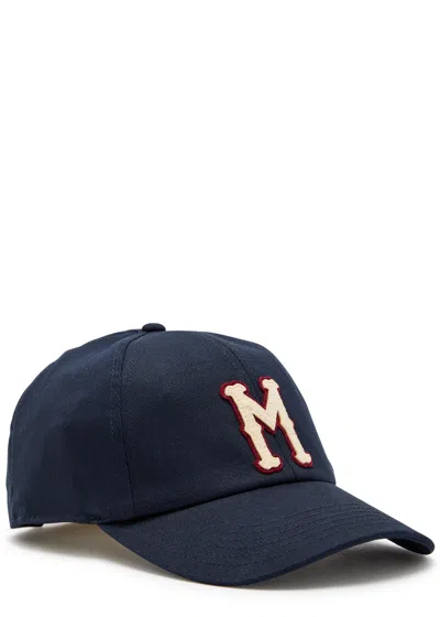 Moncler Monogram Patch Adjustable Baseball Cap In Blue