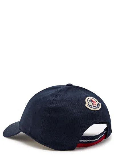 Moncler Monogram Patch Adjustable Baseball Cap In Blue