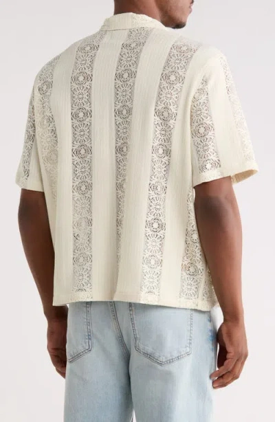 Pacsun Dexter Lace Panel Button-up Camp Shirt In Brown