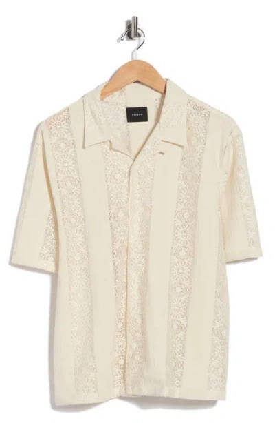 Pacsun Dexter Lace Panel Button-up Camp Shirt In Brown