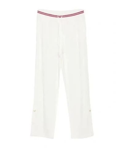 Liu •jo Interlock Drawstring Striped Track Pants In White